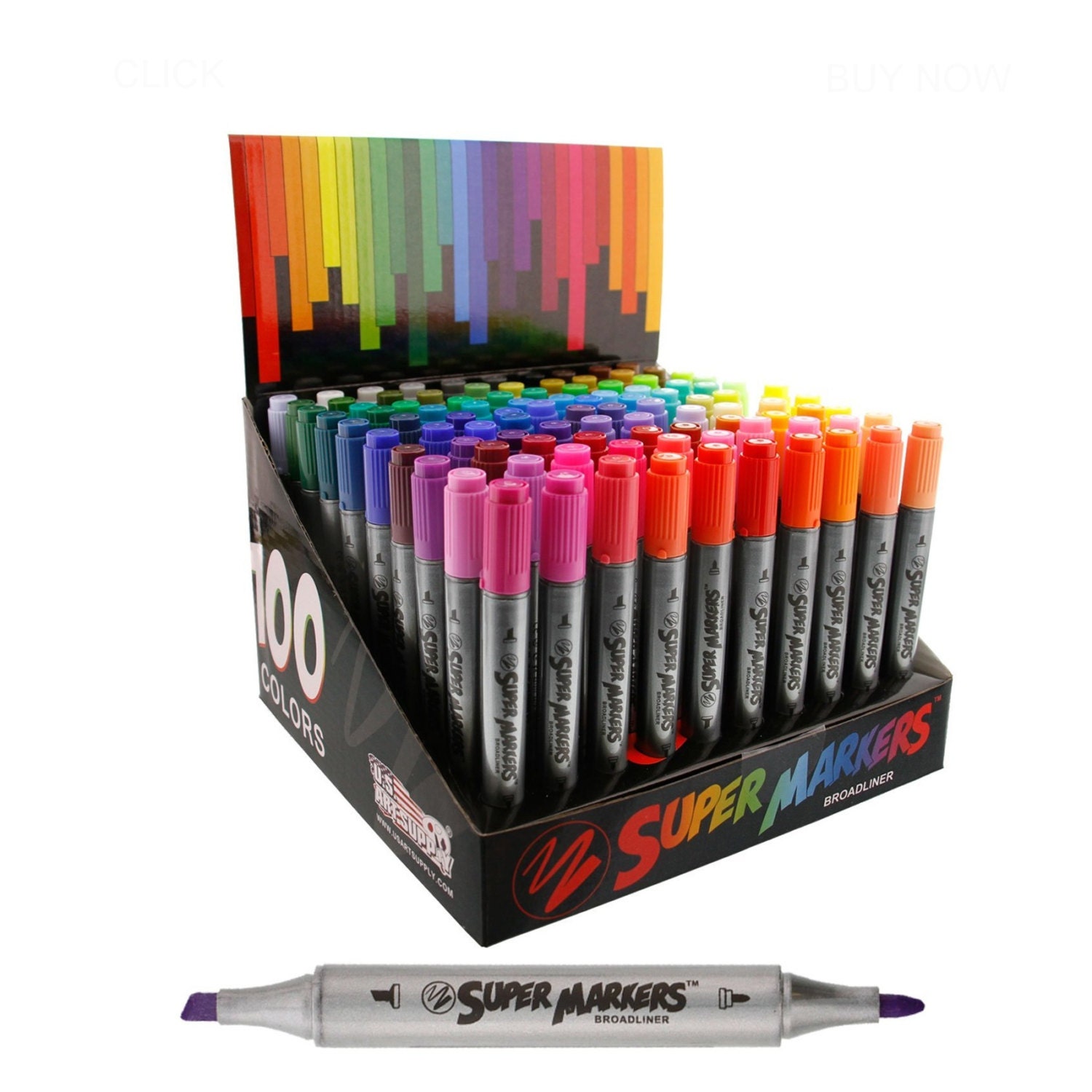 100 Colored Markers Adult Coloring Book, Drawing Markers Pens 4.7mm Chisel  & 4.1mm Bullet Twin Tips 100 Unique Colors 