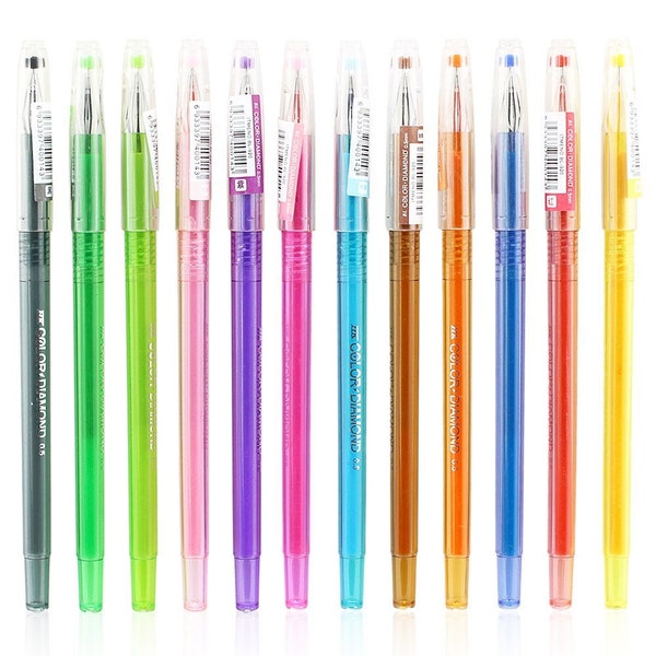 Adult Coloring Book 12 Coloring Gel Pens; Drawing, Bible Study, Planner, Scrapbooking Gel Kawaii Cute Pens; Fine 0.5mm Tips