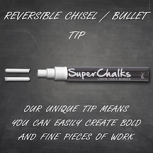 White Liquid Chalk Marker Pen; 4mm Regular Tip; Brilliant Bold White Color