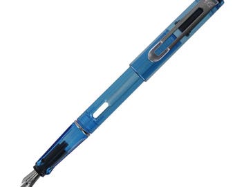 Demonstrator Fountain Pen, Translucent Blue, Medium Nib, Fountain Pen Translucent M Nib, Ink Pen for Writing, Calligraphy, Drawing