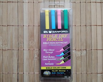 4 No Bleed or Smear Bible Safe Gel Dry Highlighters, Bible Journaling Inductive Study, Bible Study Kit Markers, Highlighters, Pens