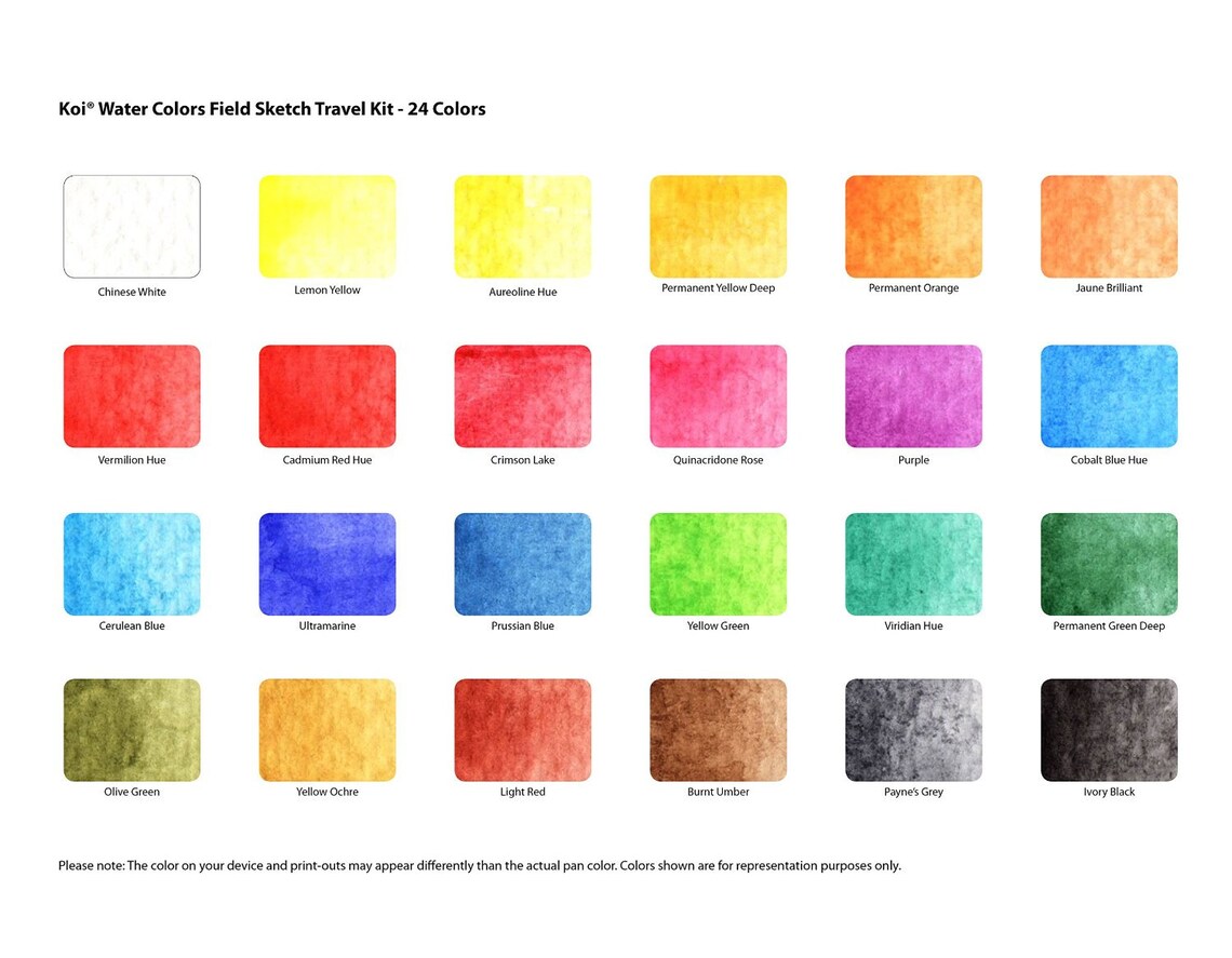 Sakura 24-piece Koi Assorted Water Colors Field Sketch Set With Brush ...