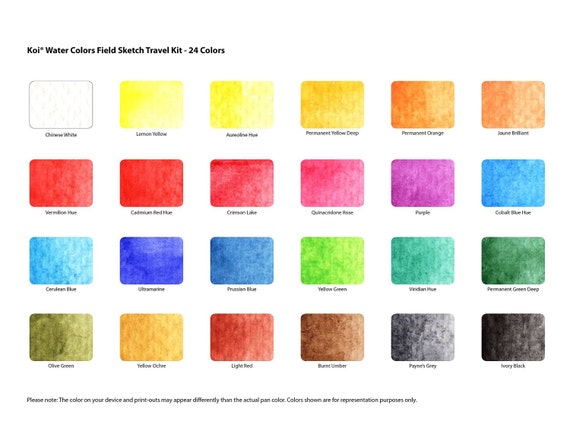 Sakura 24-Piece Koi Assorted Water Colors Field Sketch Set with Brush;  Anime, Manga, Art, Drawing, Painting