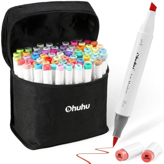 Ohuhu Art Markers Set, 100 Colors Dual Tips Coloring Marker Pens  Highlighters 