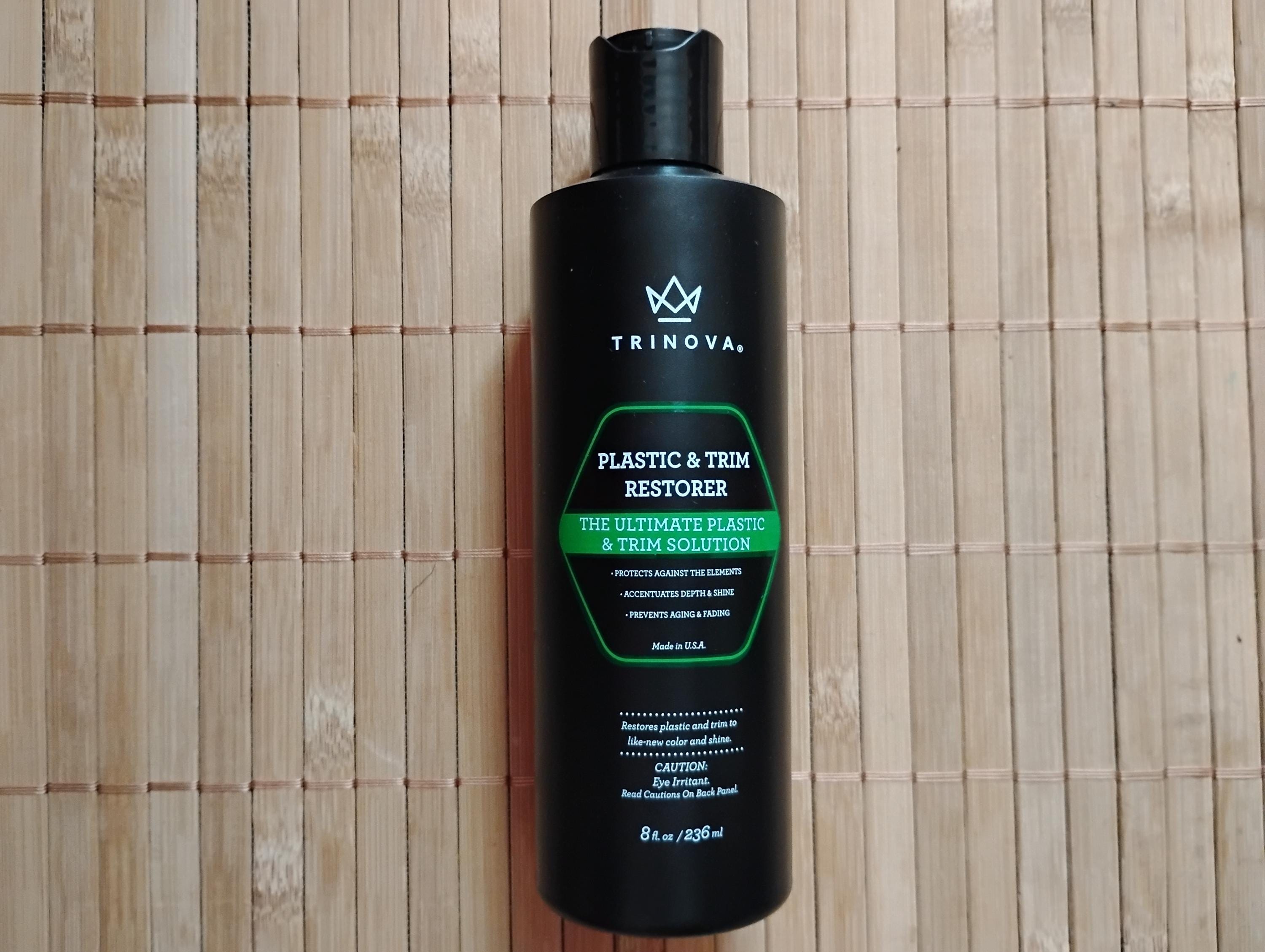 Trinova Plastic and Trim Restorer, Shines & Darkens Worn Out Plastic, Vinyl Rubber Surfaces, Protects from Rain Sal, Dirt, Prevents Fading