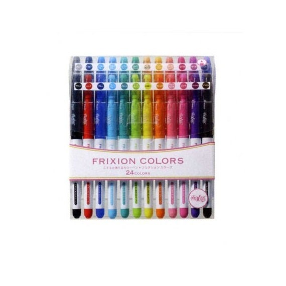 KTDY Pilot FriXion Colors Erasable Markers 24 Colors Eraser set (24Colors  with a pouch) Black Red Blue Green Soft Light Pink Baby Orange Yellow  Violet Brown Gray Pale Honey Forest Emerald Sky