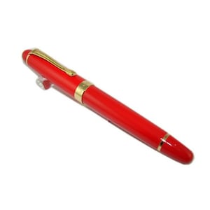 Pluma estilográfica, punta mediana dorada de 18 kg, color rojo vivo, excelente para escribir, caligrafía, dibujar y entintar.