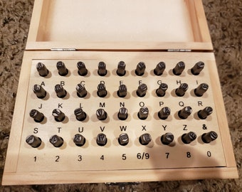 36 Piece 5/32 Inch 4mm Metal Punch Letter and Number Stamp Set; Metal, Wood, Plastic and Leather Stamps
