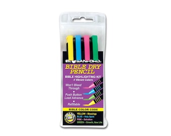 4 No Bleed or Smear Dry Bible Highlighters, Pencils, Bible Journaling Inductive Study, Bible Study Kit Markers, Highlighters, Pencils