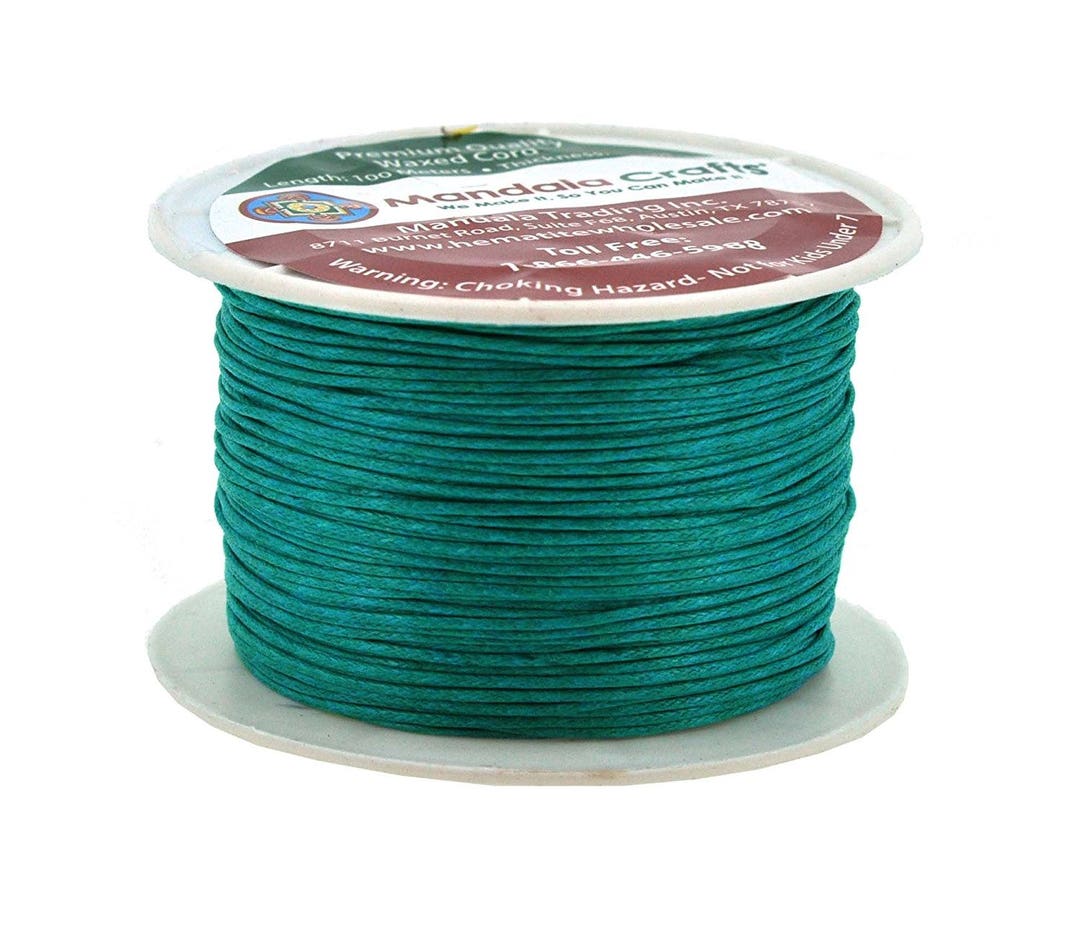 Teal Blue Green Waxed Cotton Cord, Thread 12 Ply, 1mm, 100M Beading
