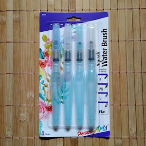 4 tragbare Wasserpinsel, Aquarellpinsel, nachfüllbare Wasserpinsel, Aquarell Kalligraphie Malpinsel, Pentel Arts Aquash FRHEP4M