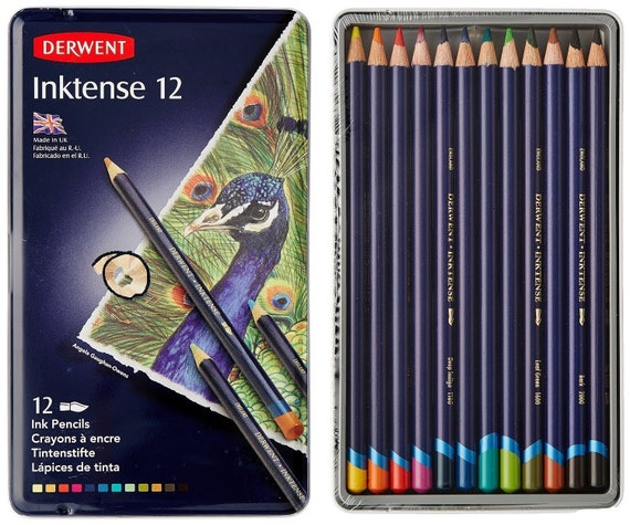 12 Watercolor Pencils Derwent Inktense Water