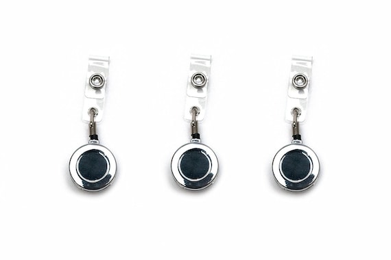 set of 3 heavy duty blank metal id badge reel with retractable etsy
