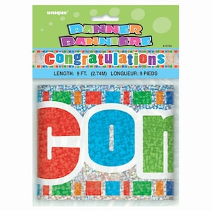 9 Feet &quot;Congratulations&quot; Banner Pennant Birthday Graduation Promotion Banner Engagement Housewarming Retirement Party Favor Accessory Fun