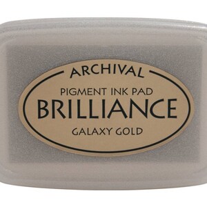 Tampone di inchiostro pigmentato Galaxy Gold Tsukineko Brilliance; Cancellazione e timbratura in gomma, disegno, scrapbooking, illustrazione, creazioni con la carta
