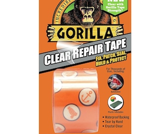 Transparent Duct Tape; 1.8 Inches x 5 Yards, Crystal Clear, Strong, Waterproof, Temperature, UV Resistant, Multipurpose Duct Tape, Gorilla