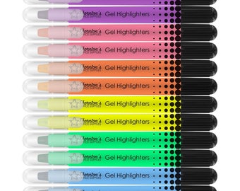 12 Retractable No Bleed or Smear Bible Safe Gel Highlighters, Bible Journaling Inductive Study, Bible Study Kit Markers, Highlighters, Pens