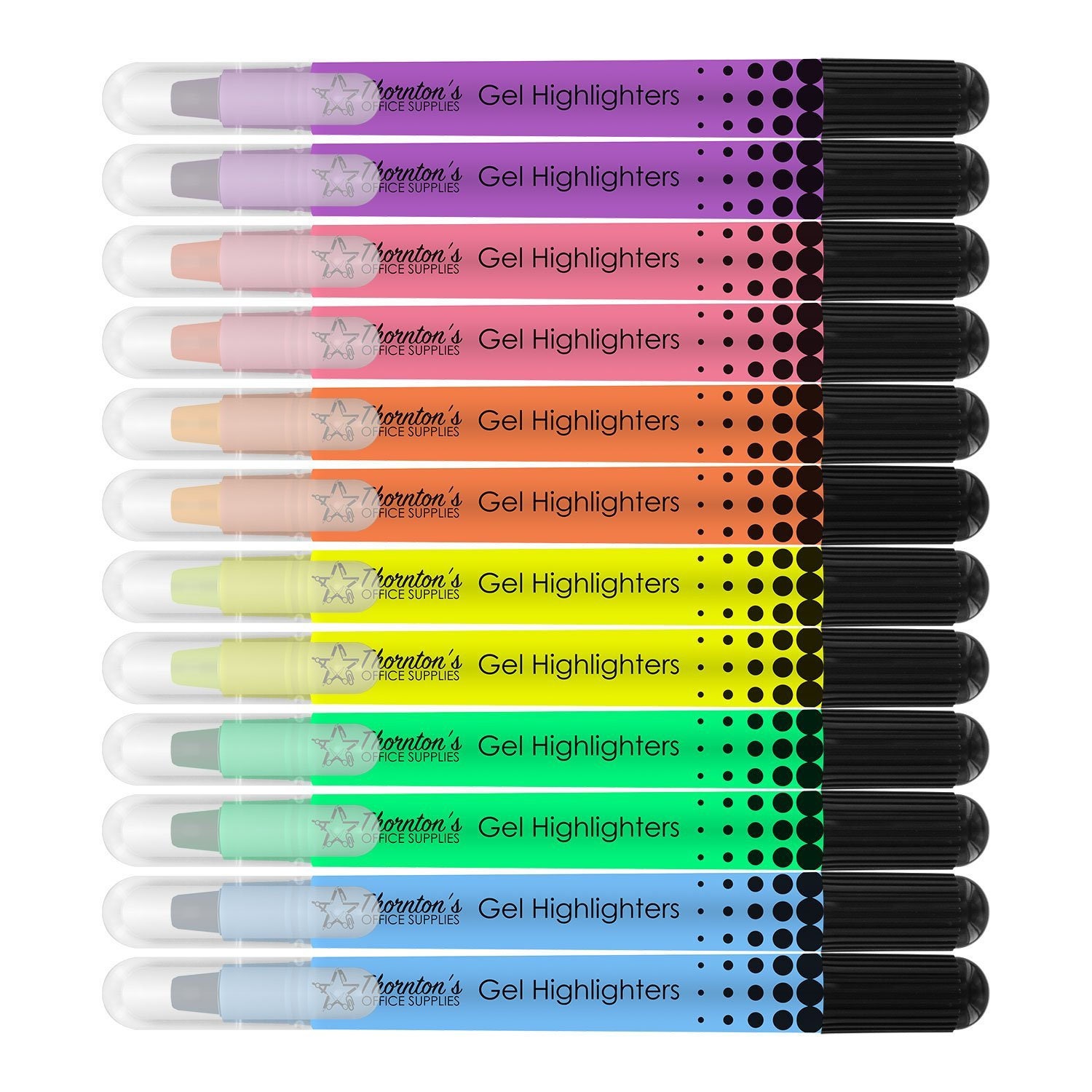 12 Retractable No Bleed or Smear Bible Safe Gel Highlighters