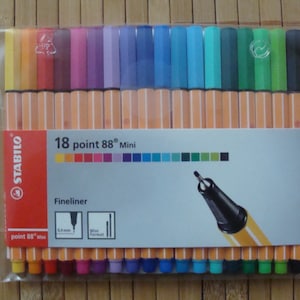 Stabilo Point 88 Colour Fineliner Marker Pen 0.4 mm Needle Tip (20 Color,  Per Pcs)