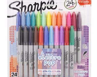 Sharpie Electro Pop Permanent Ultra Fine Point Markers, Assorted Colors - 24 count