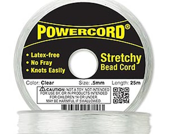 Strong Elastic Stretch Cord, 5lb Test; Tattoo Choker Necklace Bracelet Cord; 0.5mm, 0.02 inch, 25m; Clear Powercord Stretch Magic