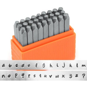 28 Piece Metal Punch Stamp Set, Lowercase Letter Stamp Set, 3mm, Bridgette Font; Metal, Wood, Plastic and Leather Punches