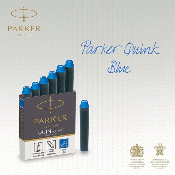 6 Blue Fountain Pen Ink Cartridges for Parker Fountain Pens, Parker Quink  Ink Cartridge Refills, Short Style 