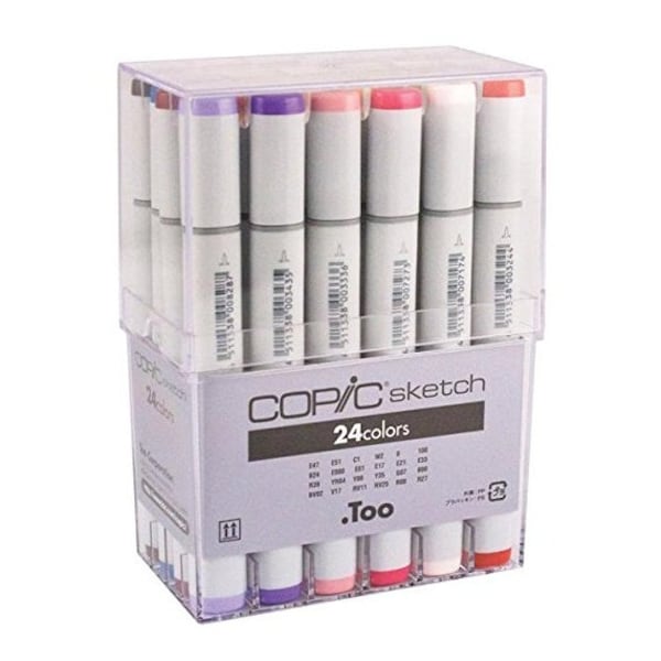 24 Copic Markers Sketch Basic Artist Set; Copic Sketch Drawing Set of 24 Pens; Copic Manga, Anime, Drawing Markers Set
