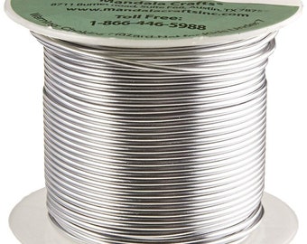 Silver Aluminum Craft Wire, 16 Gauge; Anodized Jewelry Making, Beading, Floral, Sculpting, Wire Weaving; 100ft