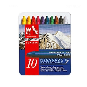 10 kolorów pasteli rozpuszczalnych w wodzie Caran d'Ache Classic Neocolor II; zestaw pasteli akwarelowych Artist Aquarelle w puszkach; Mokre/suche; Kredki do malowania twarzy