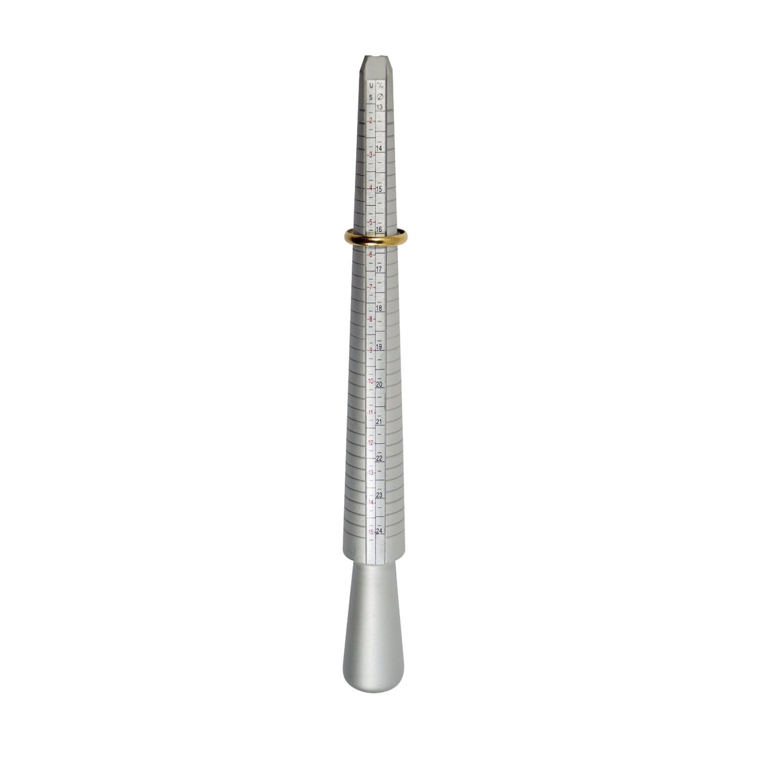 Ring Mandrel Sizing Tool; USA and European Ring Sizes; Aluminum