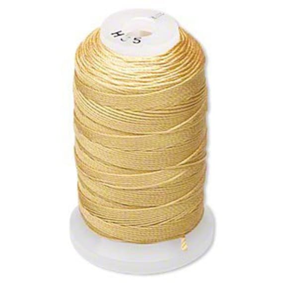 Gold Yellow Natural Pure Silk Beading Cord, Thread, Size E, 0.0128 Inch  0.325mm, 200 meters Spool; Pearl Necklace, Bracelet Cording, Thread