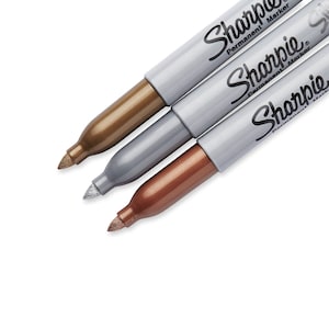 Metallic Sharpie Permanent Markers Fine Point Tip 3 Pack; Gold, Silver & Bronze Sharpie; Drawing Coloring Pens, Markers Sharpie Arts Crafts