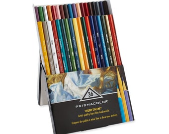 36 Prismacolor Colored Pencils; Premier Verithin Hard Lead Set of 36 Prismacolor Colored Pencils; Drawing, Blending, Shading & Rendering