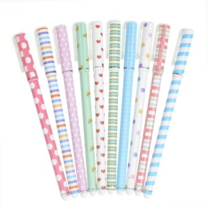10 Color Kawaii Pens; Cute Pens, Korean Colored Gel Ink Pens