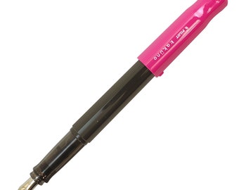 Pilot Kakuno Fountain Pen, Fine Nib; Japanese Import; Authentic Pilot Kakuno Fountain Pen; Black / Gray Body, Pink Cap