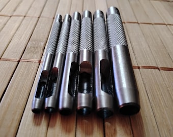 6 Precision Heavy Duty Leather Belt Hollow Hole Punch; 1/8" 5/32" 3/16" 7/32" 1/4" 5/16"; Hole Cutter Inserting Punc, Leatherworking Gasket