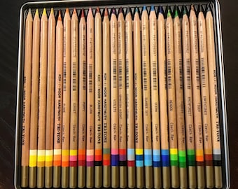 24 Koh-I-Noor Tri-Tone Multi-Colored Pencil Set, Three Shades in Each Pencil, Tin Box, FA33TIN24BC, Drawing, Scetching, Adult Coloring Books