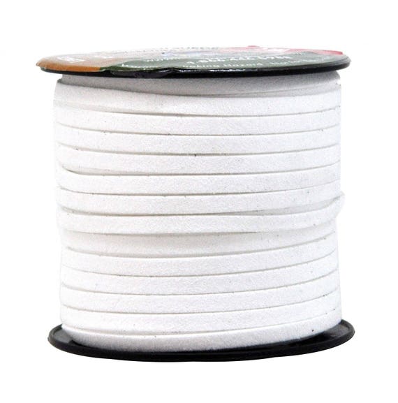 White Suede Cord, 5mm Soft Micro Fiber Faux Leather Velvet Suede