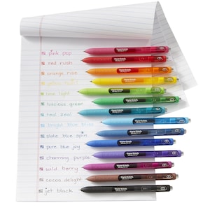 12 Retractable Colored Gel Pens; Adult Coloring Books, Drawing, Bible Study Kit, Planner, Scrapbooking Gel Pens; Paper Mate InkJoy