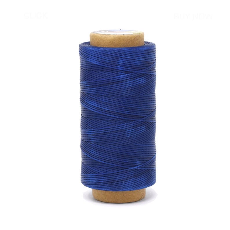 Blue Polyester Waxed Flat Cord Thread; Leather Sewing Stitching Craft Beading Repair Jewelry Cord; 250m Spool; 0.8mm