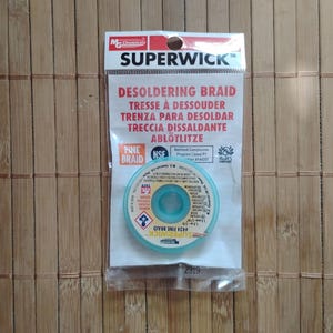 SuperWick Desoldering Braid Fine Braid #424 MG Chemicals Super Wick with RMA Flux, 5&#39; x 0.05&quot;, Yellow