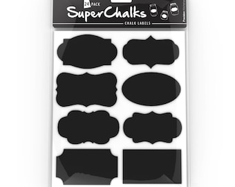 Decorative Chalk Chalkboard Labels, 24 Pack; Labeling Jars, Containers, Message Labels, etc. For Regular and Liquid Chalk