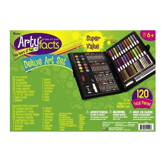 Darice 120-Piece Deluxe Art Set Art Supplies for Drawing, Painting and More
