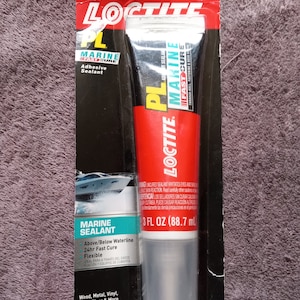 Selladores adhesivos marinos de curado rápido Loctite PL, pegamento de construcción impermeable para fibra de vidrio, vinilo, vidrio y más, tubo de 3 onzas líquidas 2020627