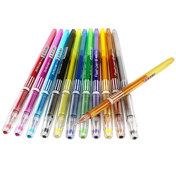12 Coloring Book Gel Pens Adult Coloring Books, Drawing, Bible Study,  Planner, Scrapbooking Gel Pens Glitter, 1.0mm Tips 