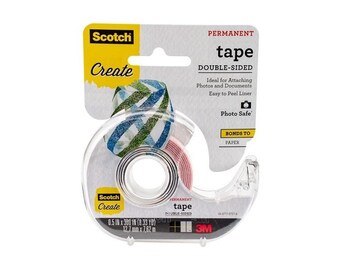 Scotch Double-Sided Tape for Photos and Documents, 1/2" (12.7mm) x 300" (7.6 Meters), Scrapbook Adhesive, Decorations, Gift Wrapping, Cards