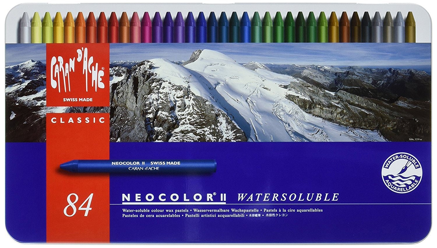  Caran d'Ache Neocolor II Aquarelle Water Soluble Wax Pastels  (Light Blue) 4 pcs sku# 1824117MA : Arts, Crafts & Sewing