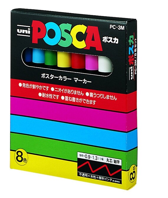 Uni Posca 8pk Pc-3m Water Based Paint Markers Fine Tip 0.9 -1.3mm In  Assorted Colors : Target