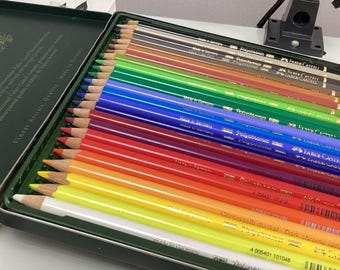24 lápices de colores policromáticos Faber-Castell, set de arte con lápices de colores cremosos, Faber-Castell 110024, 340 g